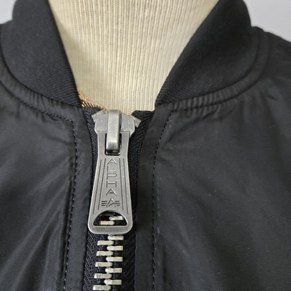 ALPHA INDUSTRIES Longline Bomber Flight Jacket With Orange Interior. Size M - Picture 5 of 16